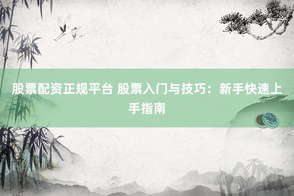 股票配资正规平台 股票入门与技巧：新手快速上手指南