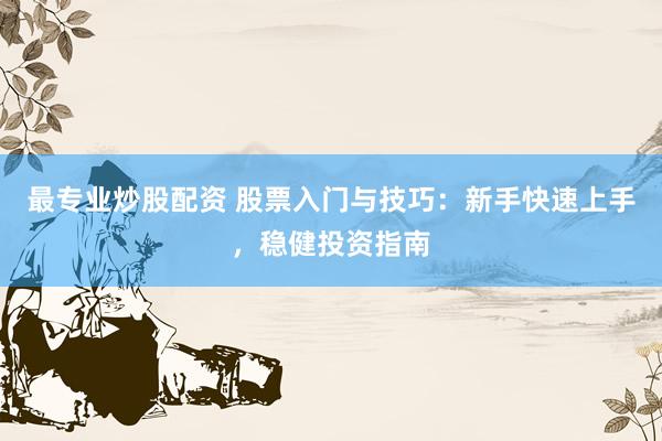 最专业炒股配资 股票入门与技巧：新手快速上手，稳健投资指南