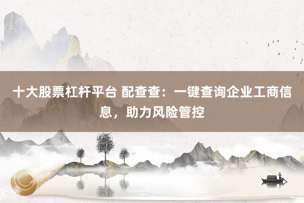 十大股票杠杆平台 配查查：一键查询企业工商信息，助力风险管控