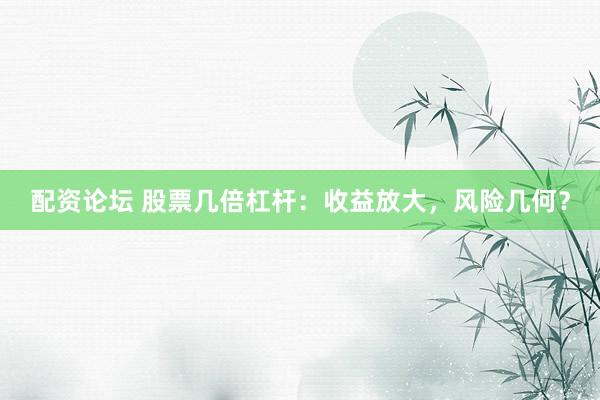 配资论坛 股票几倍杠杆：收益放大，风险几何？
