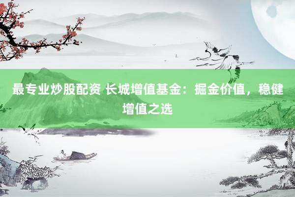 最专业炒股配资 长城增值基金：掘金价值，稳健增值之选