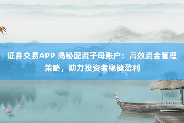 证券交易APP 揭秘配资子母账户：高效资金管理策略，助力投资者稳健盈利