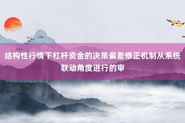 结构性行情下杠杆资金的决策偏差修正机制从系统联动角度进行的审