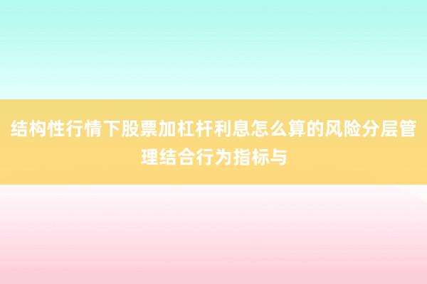 结构性行情下股票加杠杆利息怎么算的风险分层管理结合行为指标与