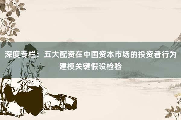 深度专栏：五大配资在中国资本市场的投资者行为建模关键假设检验