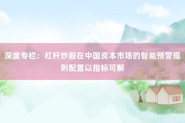 深度专栏：杠杆炒股在中国资本市场的智能预警规则配置以指标可解