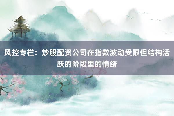 风控专栏：炒股配资公司在指数波动受限但结构活跃的阶段里的情绪
