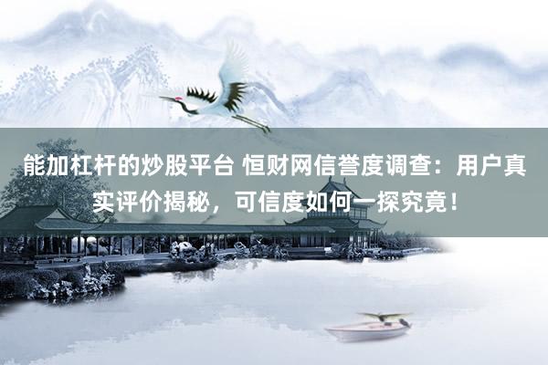 能加杠杆的炒股平台 恒财网信誉度调查:用户真实评价揭秘,可信度如何一探究竟!