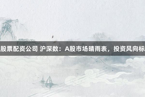股票配资公司 沪深数：A股市场晴雨表，投资风向标