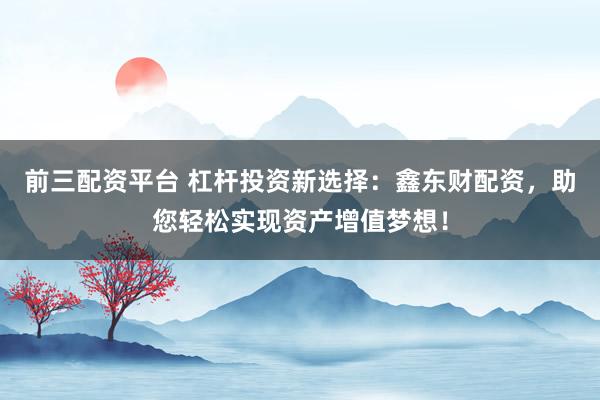 前三配资平台 杠杆投资新选择：鑫东财配资，助您轻松实现资产增值梦想！