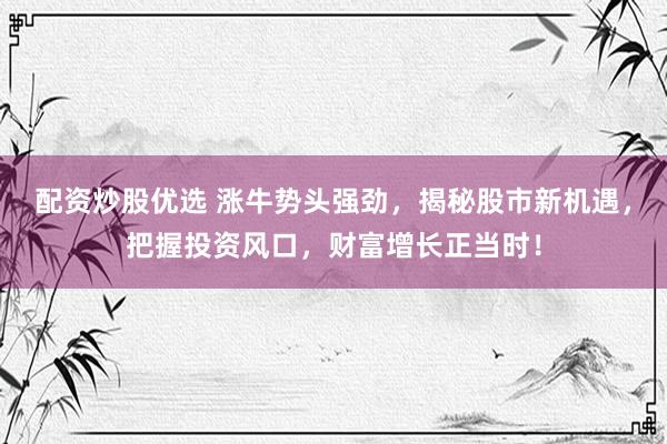 配资炒股优选 涨牛势头强劲,揭秘股市新机遇,把握投资风口,财富增长正当时!