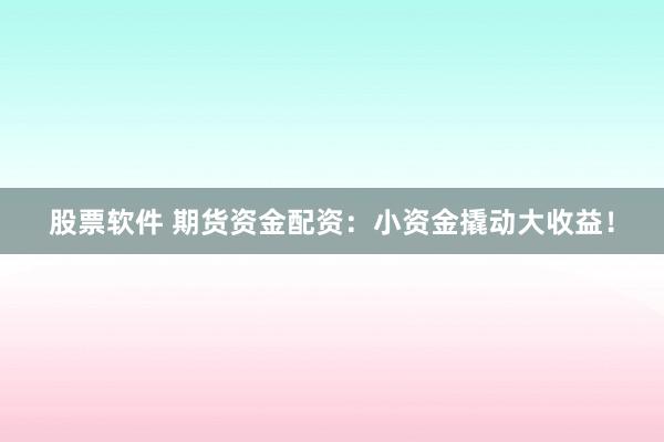 股票软件 期货资金配资：小资金撬动大收益！